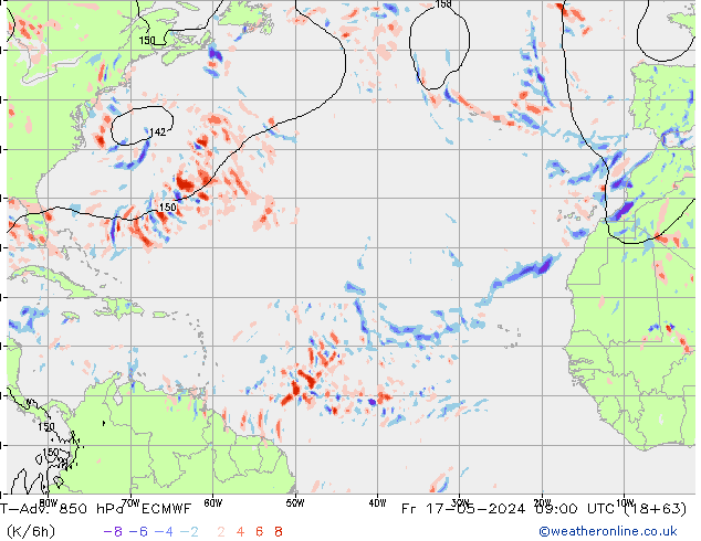 T-Adv. 850 hPa ECMWF pt. 17.05.2024 09 UTC