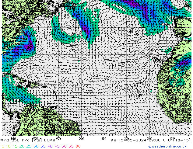 Wind 850 hPa ECMWF wo 15.05.2024 09 UTC