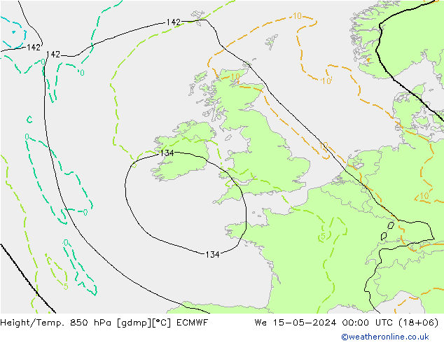 Z500/Rain (+SLP)/Z850 ECMWF Qua 15.05.2024 00 UTC