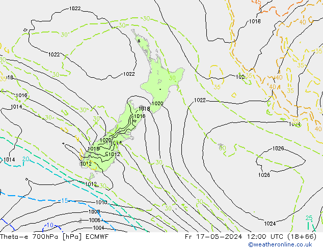Theta-e 700гПа ECMWF пт 17.05.2024 12 UTC