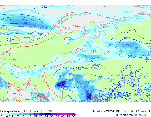 Yağış (12h) ECMWF Cts 18.05.2024 12 UTC