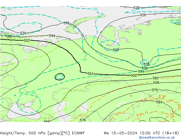 Z500/Rain (+SLP)/Z850 ECMWF St 15.05.2024 12 UTC