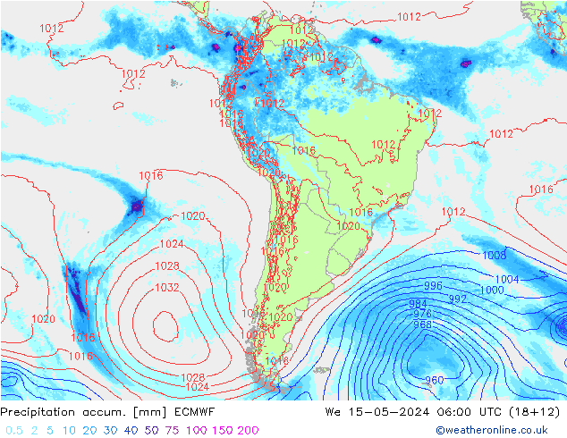 Precipitation accum. ECMWF  15.05.2024 06 UTC