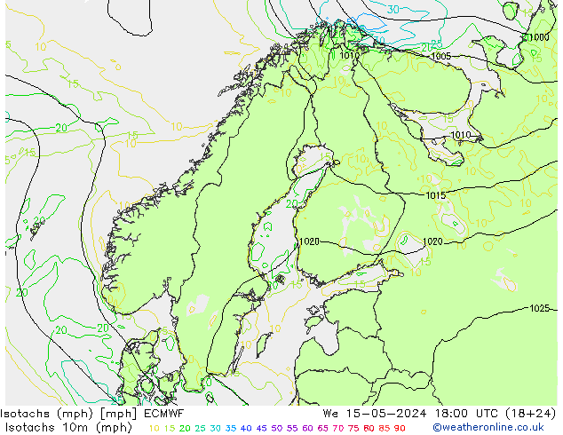 Isotachs (mph) ECMWF St 15.05.2024 18 UTC
