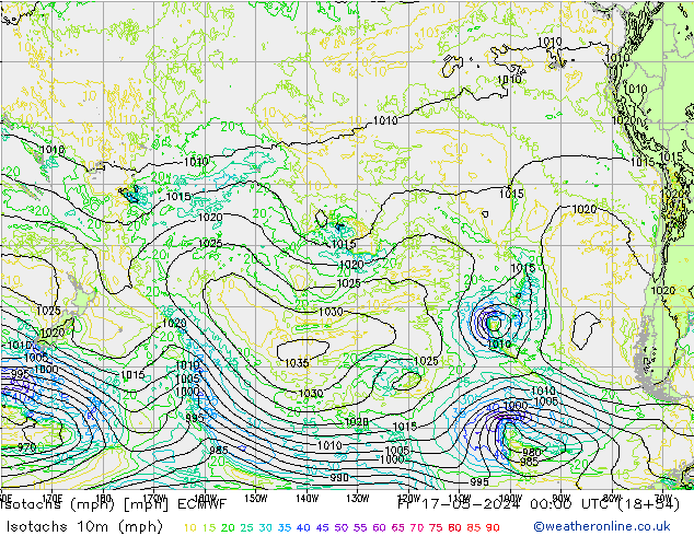 Isotachs (mph) ECMWF Fr 17.05.2024 00 UTC