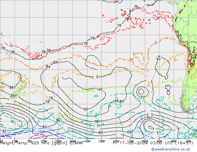 Yükseklik/Sıc. 925 hPa ECMWF Cu 17.05.2024 03 UTC