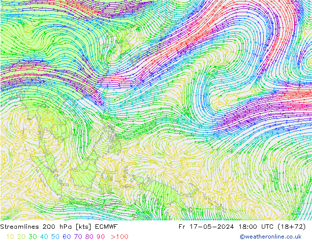 Linha de corrente 200 hPa ECMWF Sex 17.05.2024 18 UTC