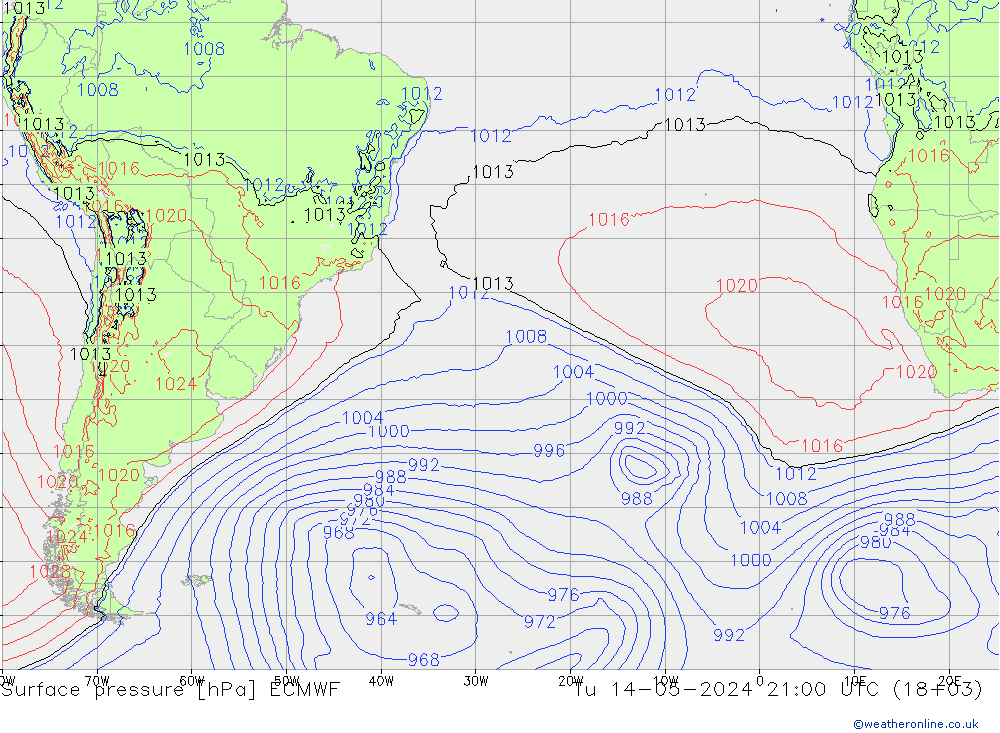 Pressione al suolo ECMWF mar 14.05.2024 21 UTC