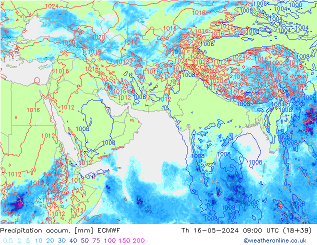 Precipitation accum. ECMWF чт 16.05.2024 09 UTC