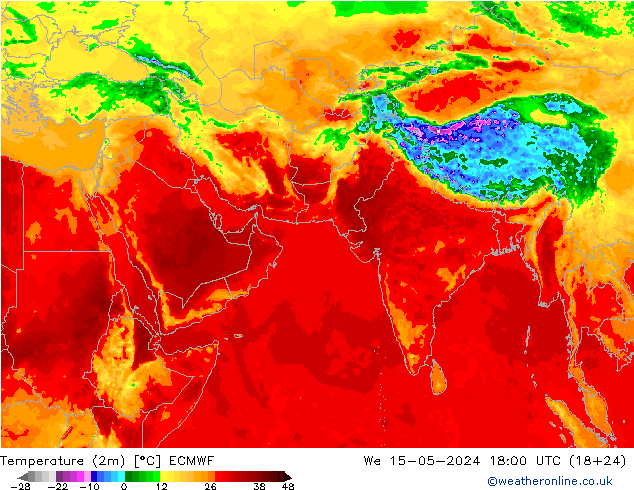 温度图 ECMWF 星期三 15.05.2024 18 UTC