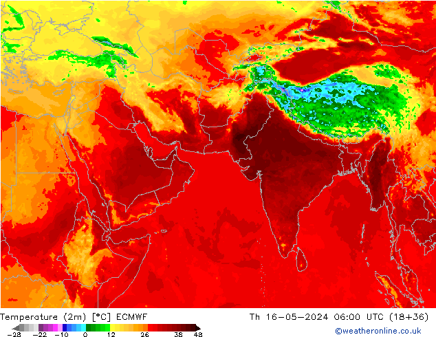 карта температуры ECMWF чт 16.05.2024 06 UTC