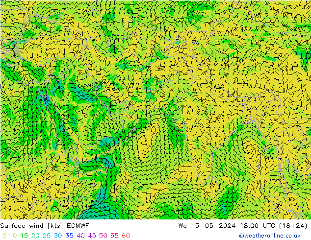 风 10 米 ECMWF 星期三 15.05.2024 18 UTC