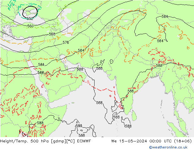 Z500/Rain (+SLP)/Z850 ECMWF 星期三 15.05.2024 00 UTC