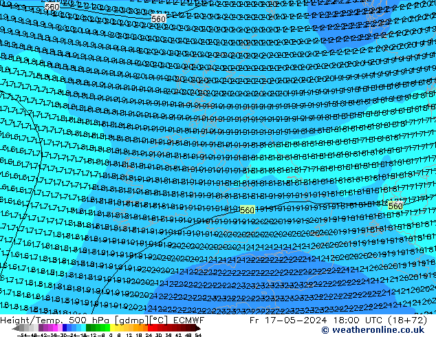 Z500/Rain (+SLP)/Z850 ECMWF vie 17.05.2024 18 UTC