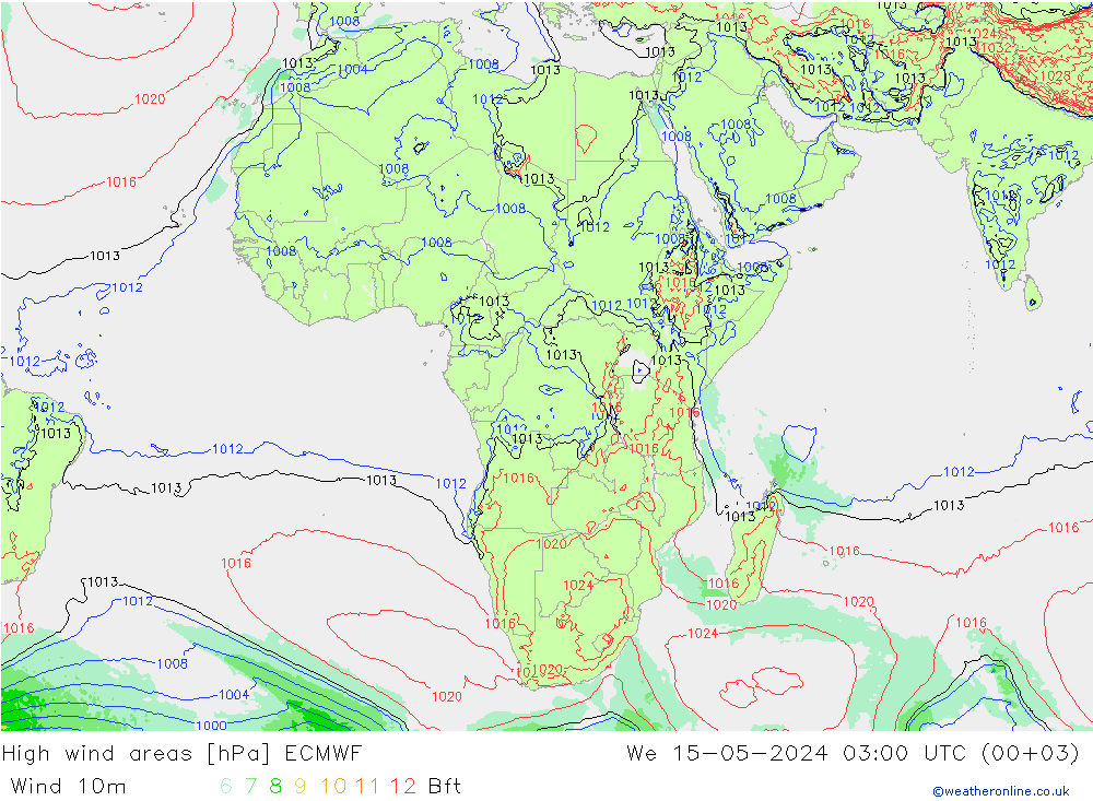 High wind areas ECMWF mer 15.05.2024 03 UTC