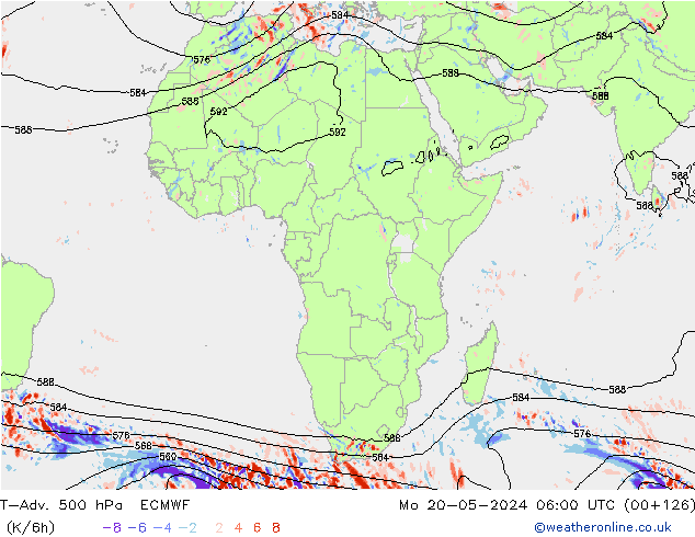 T-Adv. 500 гПа ECMWF пн 20.05.2024 06 UTC