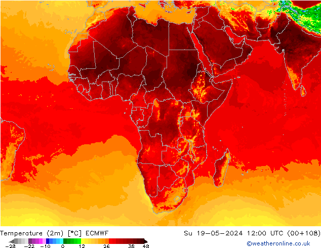 température (2m) ECMWF dim 19.05.2024 12 UTC