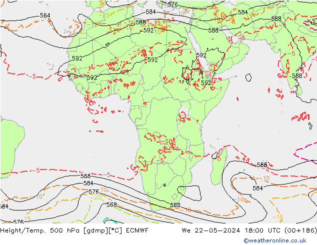 Z500/Rain (+SLP)/Z850 ECMWF St 22.05.2024 18 UTC