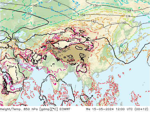 Z500/Rain (+SLP)/Z850 ECMWF śro. 15.05.2024 12 UTC