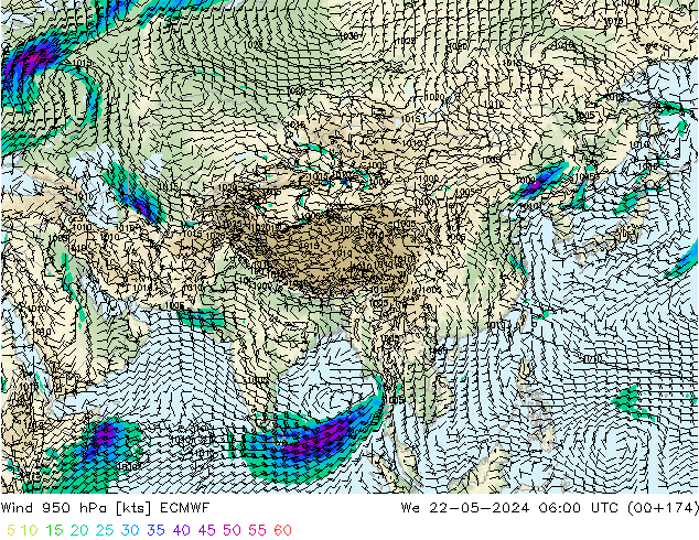 Wind 950 hPa ECMWF We 22.05.2024 06 UTC