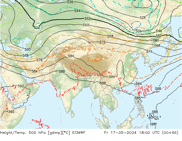 Z500/Yağmur (+YB)/Z850 ECMWF Cu 17.05.2024 18 UTC