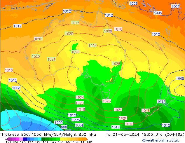 Thck 850-1000 hPa ECMWF Ter 21.05.2024 18 UTC