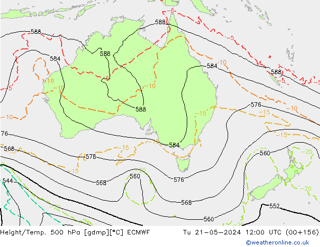 Z500/Rain (+SLP)/Z850 ECMWF Tu 21.05.2024 12 UTC