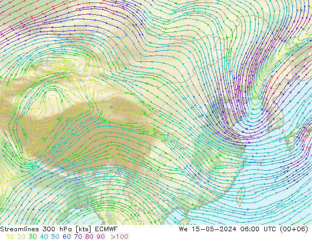 风 300 hPa ECMWF 星期三 15.05.2024 06 UTC