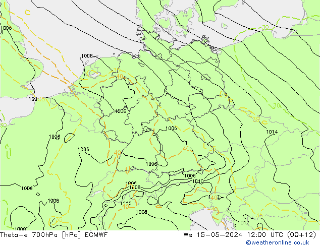 Theta-e 700hPa ECMWF  15.05.2024 12 UTC