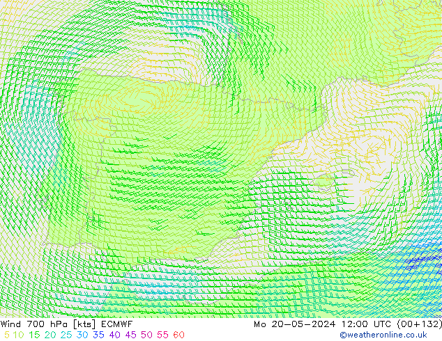 Rüzgar 700 hPa ECMWF Pzt 20.05.2024 12 UTC