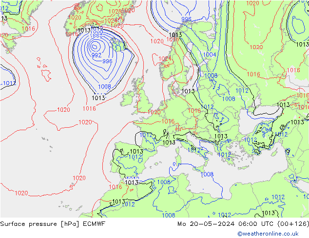 Surface pressure ECMWF Mo 20.05.2024 06 UTC