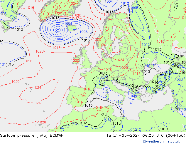 Pressione al suolo ECMWF mar 21.05.2024 06 UTC