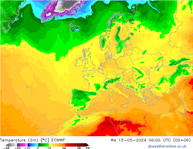 Temperaturkarte (2m) ECMWF Mi 15.05.2024 06 UTC