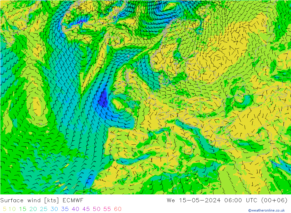 Surface wind ECMWF St 15.05.2024 06 UTC