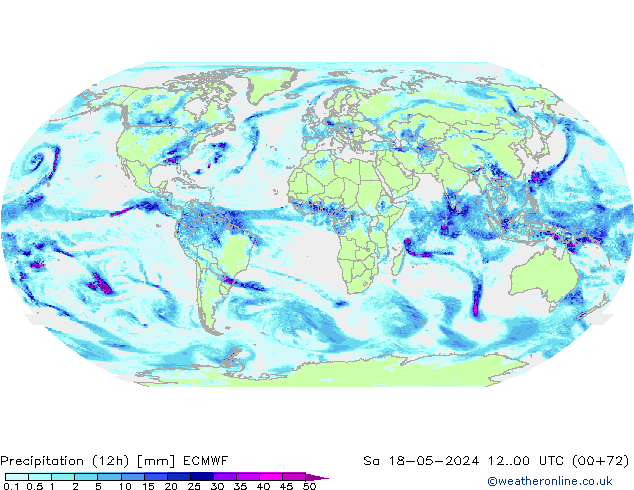 Yağış (12h) ECMWF Cts 18.05.2024 00 UTC