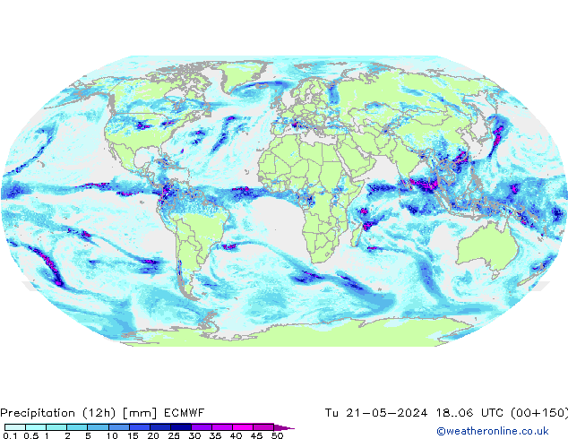 Totale neerslag (12h) ECMWF di 21.05.2024 06 UTC