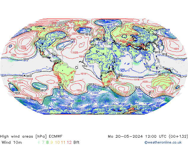 yüksek rüzgarlı alanlar ECMWF Pzt 20.05.2024 12 UTC