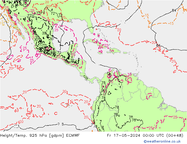 Height/Temp. 925 hPa ECMWF Fr 17.05.2024 00 UTC