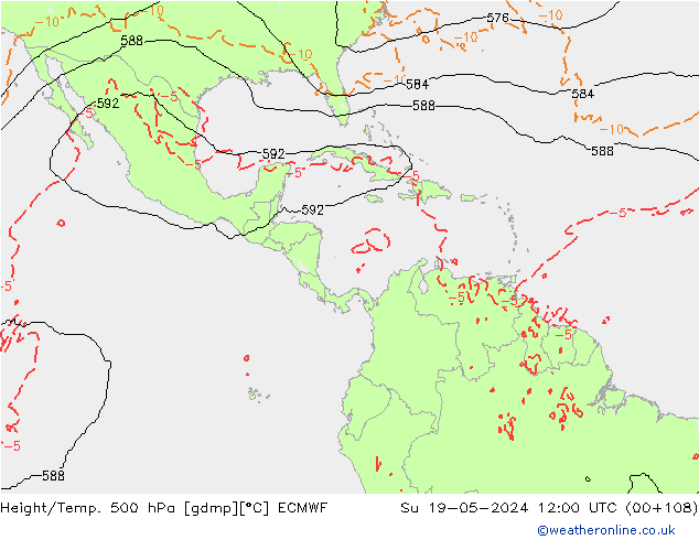 Z500/Rain (+SLP)/Z850 ECMWF So 19.05.2024 12 UTC