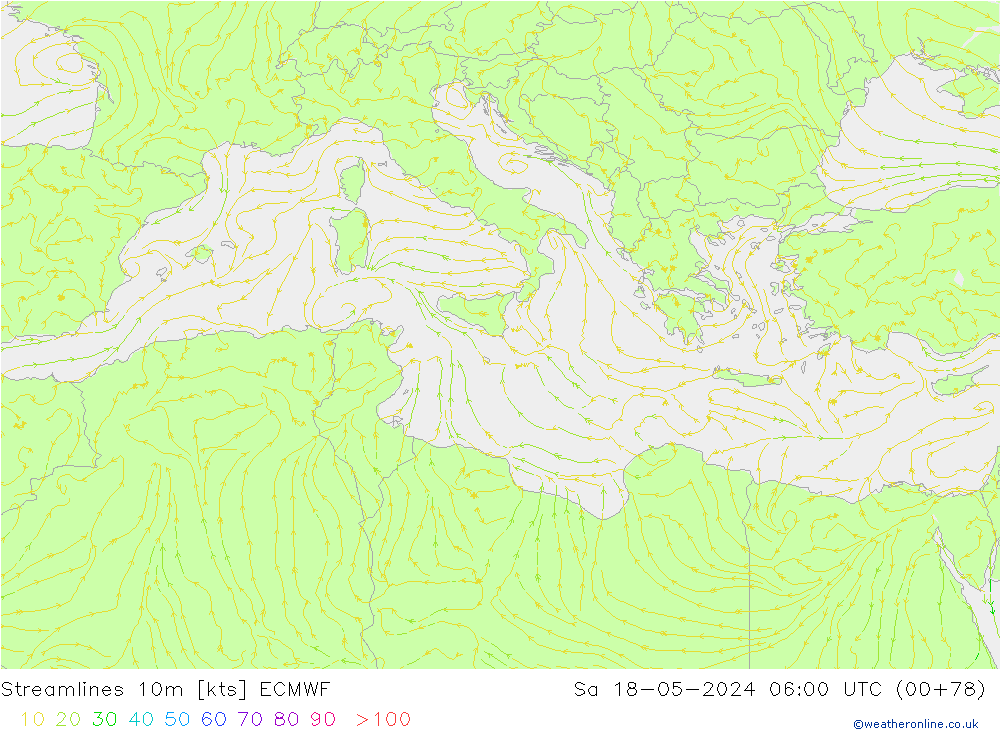 ветер 10m ECMWF сб 18.05.2024 06 UTC