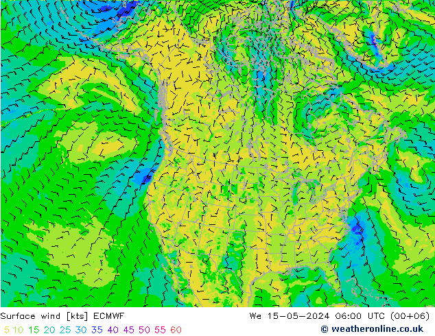 Rüzgar 10 m ECMWF Çar 15.05.2024 06 UTC