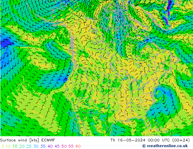 风 10 米 ECMWF 星期四 16.05.2024 00 UTC