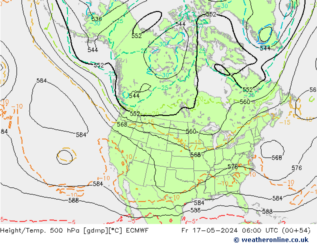 Z500/Rain (+SLP)/Z850 ECMWF Fr 17.05.2024 06 UTC