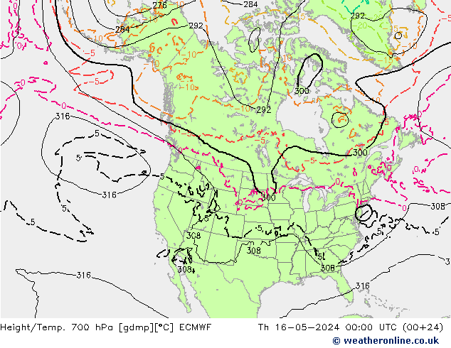 Height/Temp. 700 hPa ECMWF 星期四 16.05.2024 00 UTC