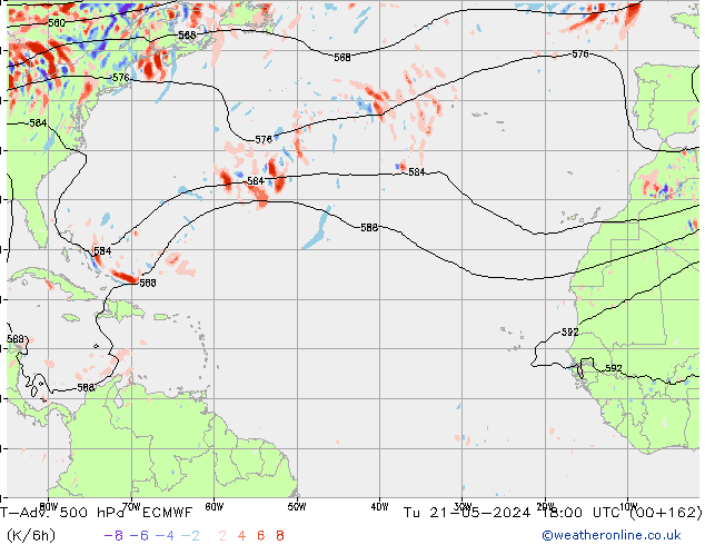 T-Adv. 500 hPa ECMWF Út 21.05.2024 18 UTC