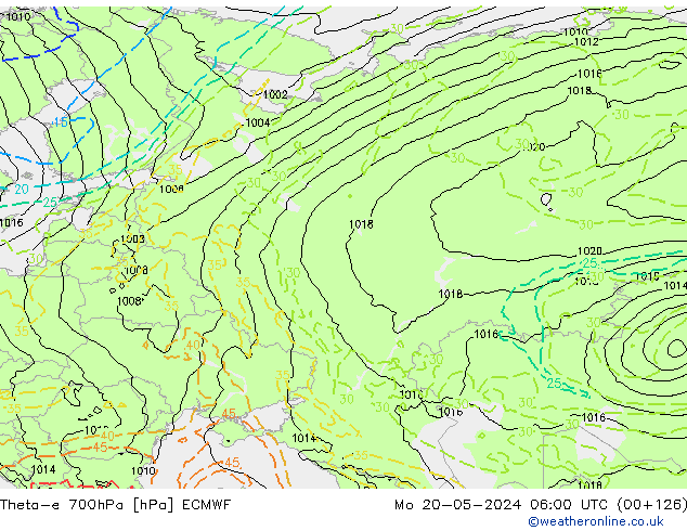 Theta-e 700hPa ECMWF Po 20.05.2024 06 UTC