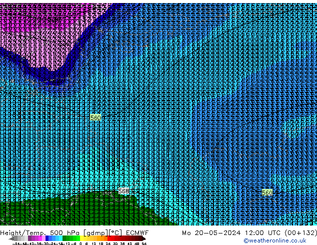 Z500/Rain (+SLP)/Z850 ECMWF lun 20.05.2024 12 UTC