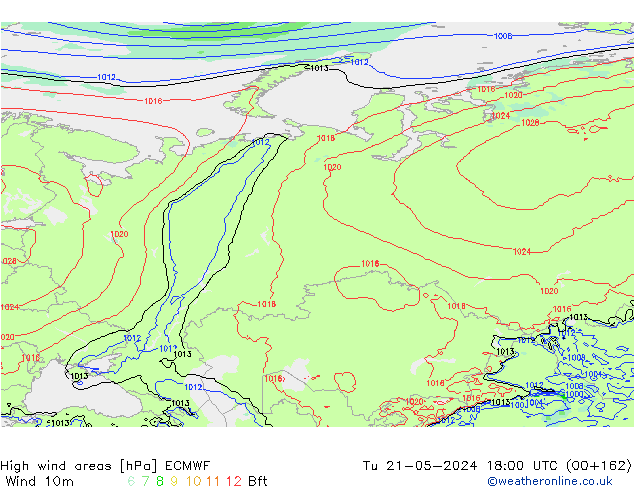 High wind areas ECMWF Tu 21.05.2024 18 UTC