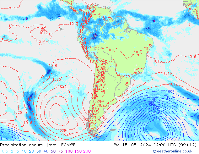 Precipitation accum. ECMWF  15.05.2024 12 UTC