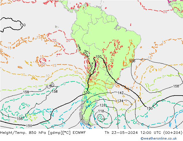 Z500/Rain (+SLP)/Z850 ECMWF чт 23.05.2024 12 UTC